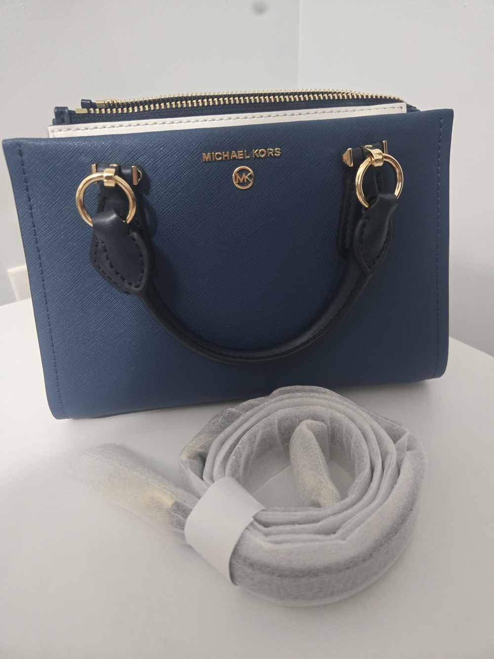Michael Kors Navy Blue Saffiano Mini Satchel